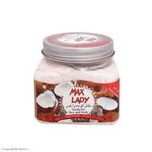 اسکراب شنی صورت و بدن نارگیل مکس لیدی حجم 300 میلی لیتر