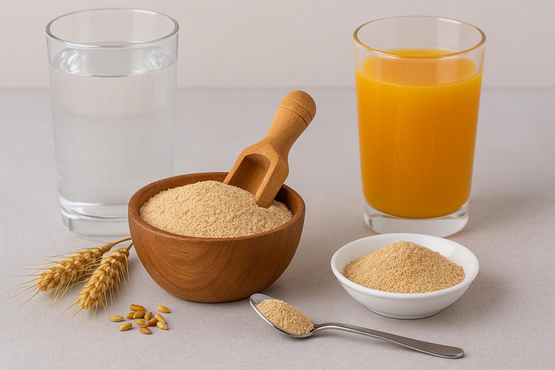مصرف پودر جوانه گندم با آب 1 مصرف پودر جوانه گندم با آب