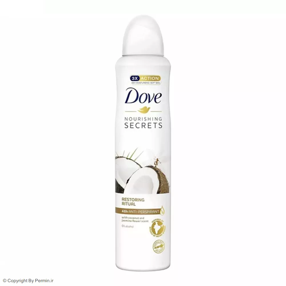 اسپری ضد تعریق زنانه داو با رایحه نارگیل حجم 250 میلی لیتر