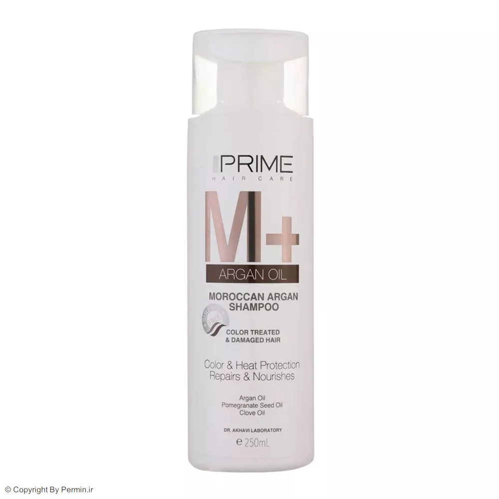 شامپو تقویت کننده و مغذی پرایم مدل M+ Argan Oil حجم 250 میلی لیتر