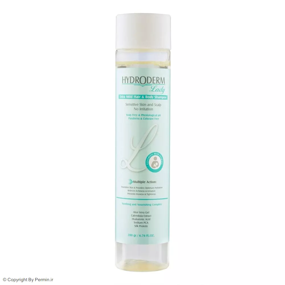 شامپو مو و بدن هیدرودرم مدل Lady مناسب انواع مو وزن 200 گرم