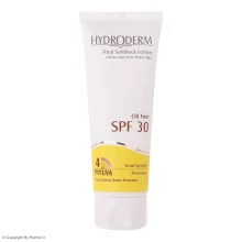 لوسیون ضدآفتاب فاقد چربی هیدرودرم SPF30 مناسب پوست چرب و آکنه دار حجم 75 میلی‌لیتر
