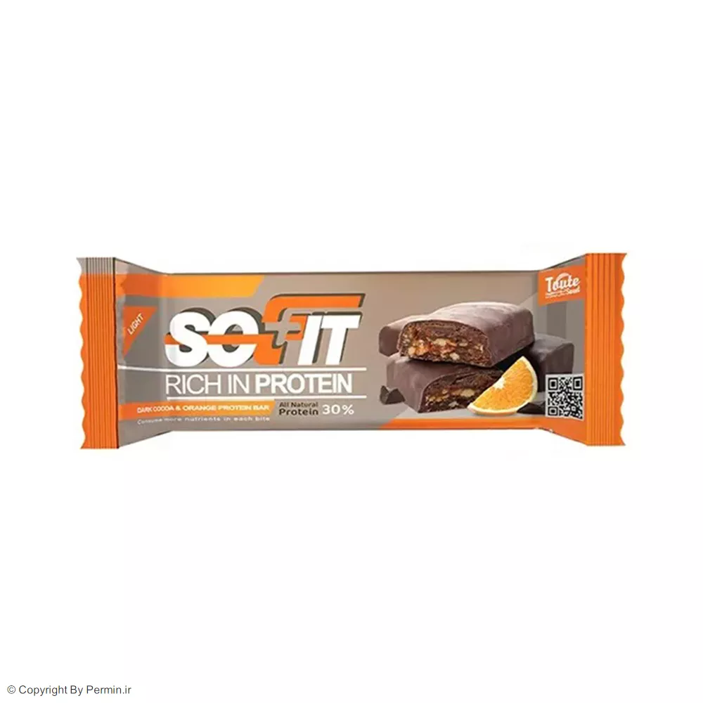 پروتئین بار پرتغال با روکش شکلات تلخ سوفیت