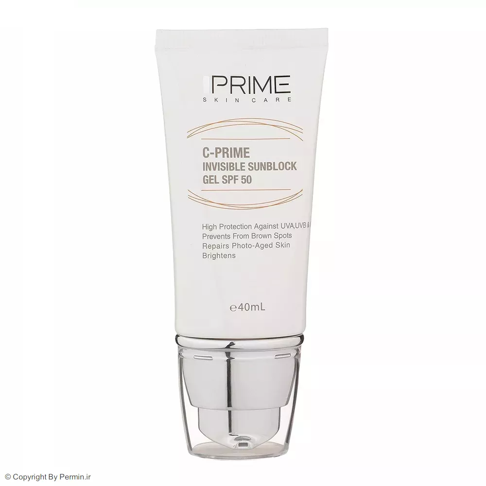 ژل ضدآفتاب بی‌رنگ پرایم SPF50 حاوی ویتامین C حجم 40 میلی‌لیتر