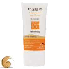 کرم ضد آفتاب رنگی SPF50 هیدرودرم بژ صدفی مناسب برای پوست چرب حجم 40 میلی لیتر