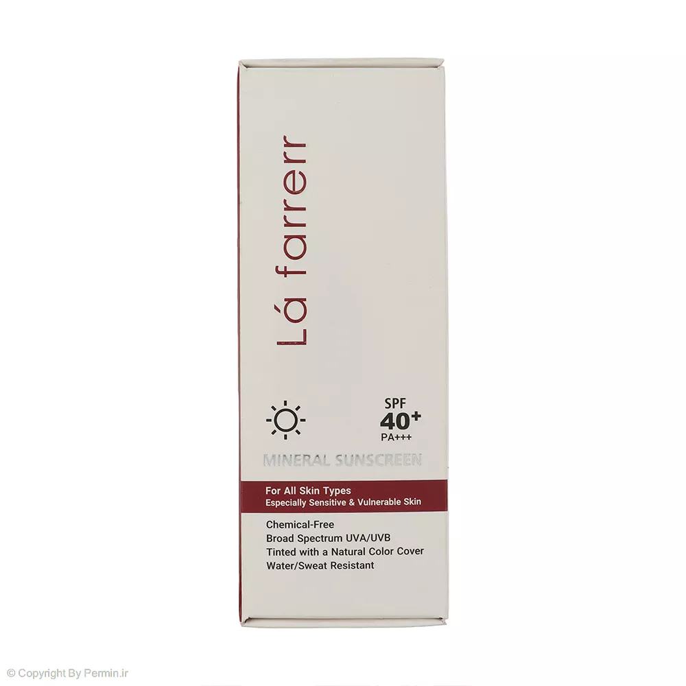کرم ضد آفتاب مینرال رنگی لافارر SPF40 مناسب انواع پوست حجم 40 میلی‌لیتر