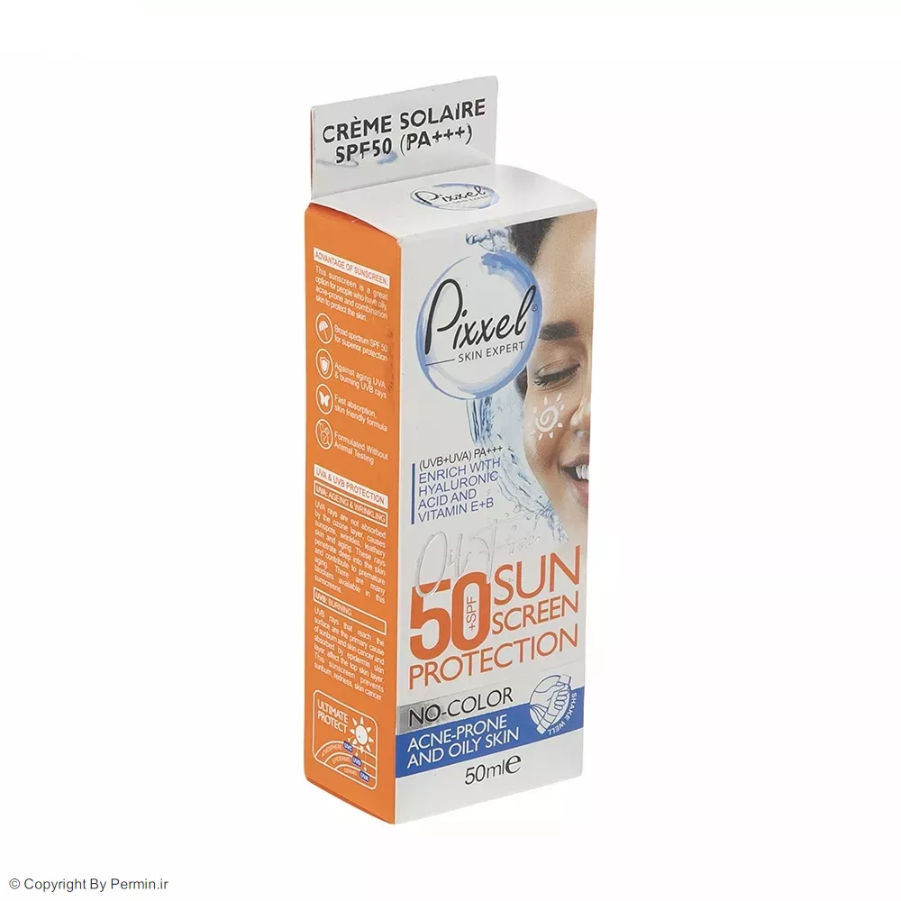 کرم ضدآفتاب بی‌رنگ پیکسل SPF50 مدل Oily Acne-Prone Skin مناسب پوست‌ چرب حجم 50 میلی‌لیتر