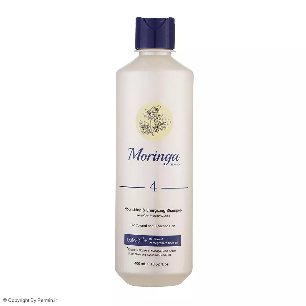 شامپو تقویت کننده مورینگا امو شماره 4 مناسب موهای رنگ شده و آسیب دیده حجم 400 میلی‌لیتر