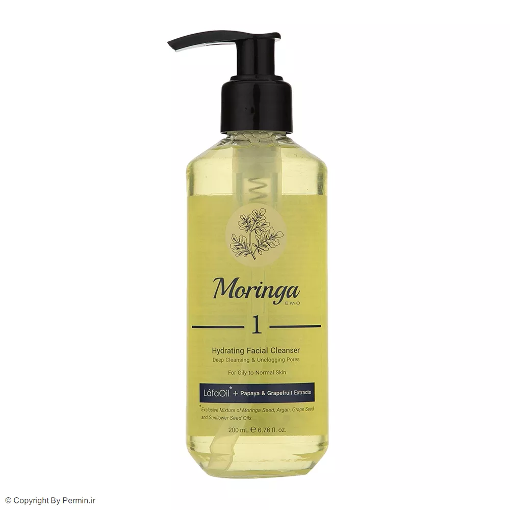 ژل شستشو و آبرسان صورت مورینگا امو شماره 1 مناسب پوست چرب حجم 200 میلی‌لیتر