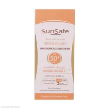 فلوئید ضدآفتاب بی‌رنگ سان‌ سیف SPF50 مدل SENSI-FLUID حجم 50 میلی‌لیتر