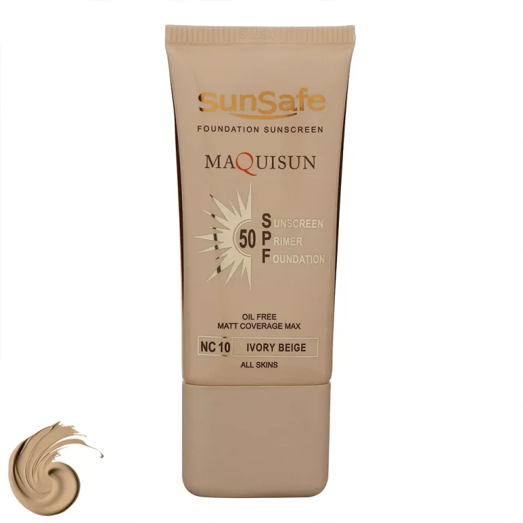 ضد آفتاب کرم پودری و پرایمری سان سیف SPF50 مدل NC10 حجم 40 میلی‌لیتر