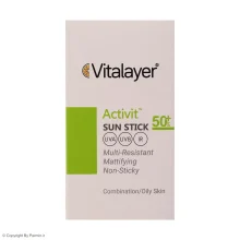 ضد آفتاب استیکی بی‌رنگ ویتالیر SPF50 مدل اکتیویت مناسب پوست چرب و مختلط وزن 15 گرم