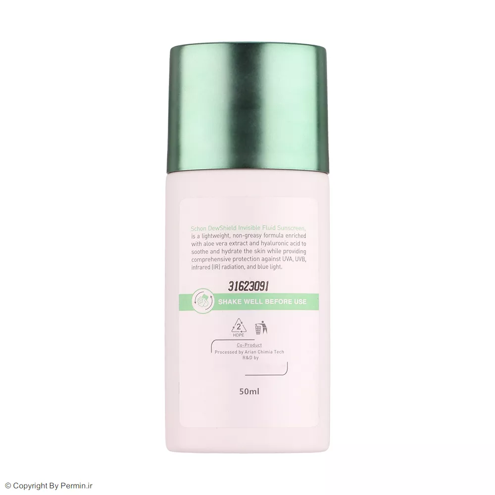 فلوئید ضد آفتاب بی‌رنگ شون SPF50 مدل DewShield حجم 50 میلی لیتر