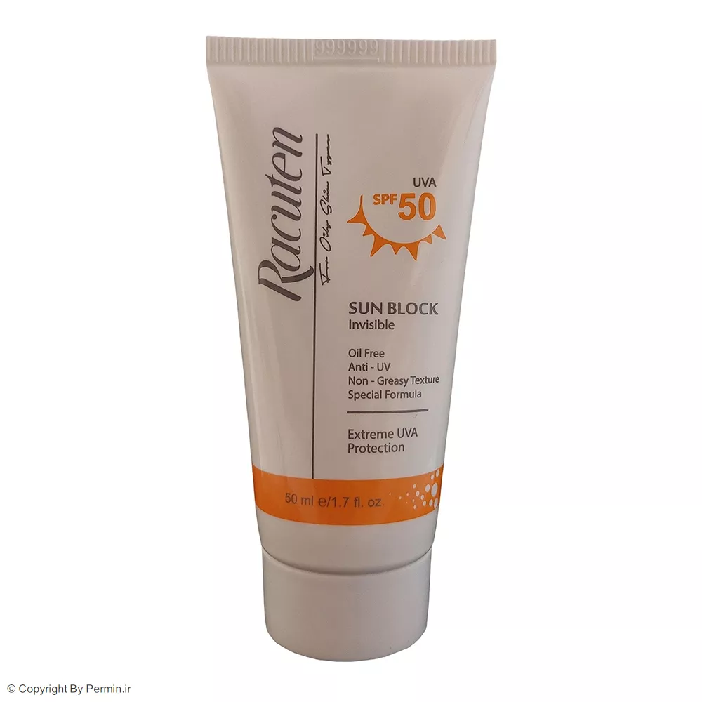 کرم ضدآفتاب بی‌رنگ راکوتن SPF50 مناسب پوست چرب حجم 50 میلی‌لیتر