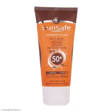 کرم ضدآفتاب و آنتی‌آکنه ‌بی‌رنگ سان‌سیف SPF50 مناسب پوست‌ چرب حجم 50 میلی‌لیتر