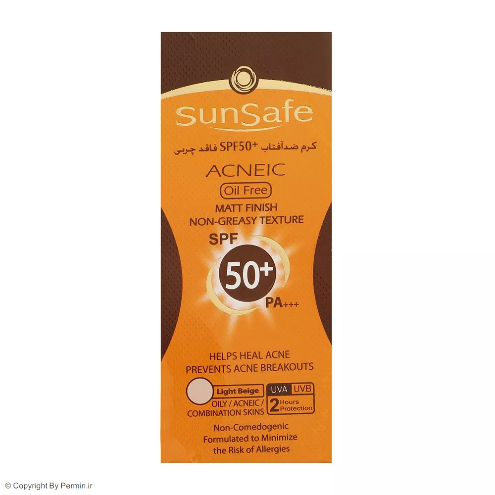 کرم ضدآفتاب و آنتی‌آکنه رنگی سان‌سیف SPF50 مناسب پوست‌ چرب حجم 50 میلی‌لیتر