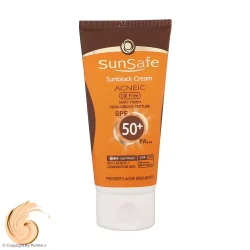 کرم ضدآفتاب و آنتی‌آکنه رنگی سان‌سیف SPF50 مناسب پوست‌ چرب حجم 50 میلی‌لیتر