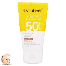 کرم ضد آفتاب رنگی ویتالیر SPF50 دارای ویتامین C مدل Caramel Begie حجم 40 میلی‌لیتر