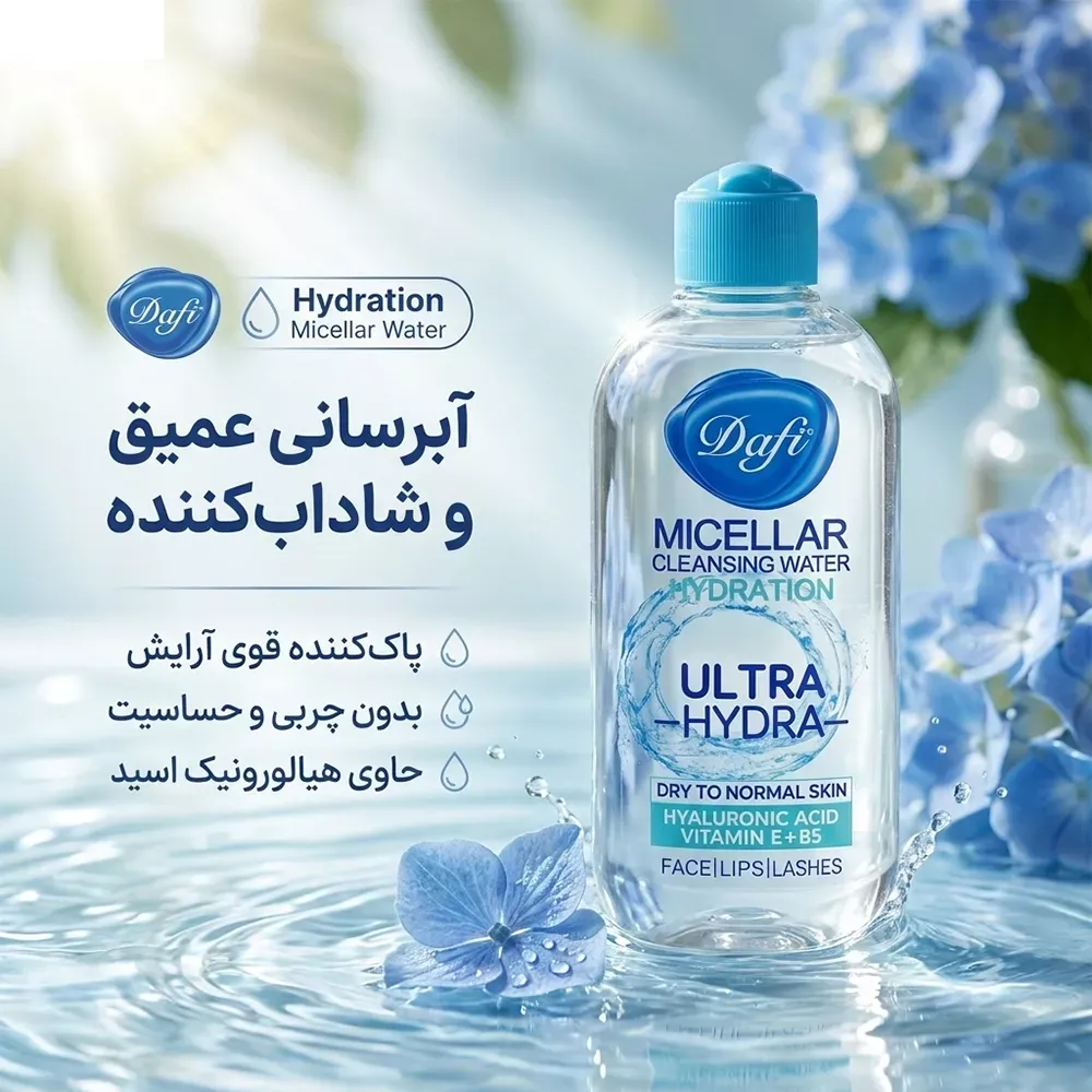 آب پاک‌کننده صورت دافی مدل Hydration حجم 200 میلی‌لیتر
