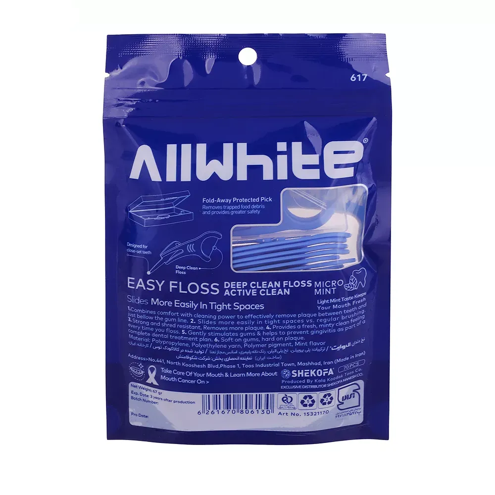 نخ دندان آل وایت مدل micro mint بسته 70 عددی