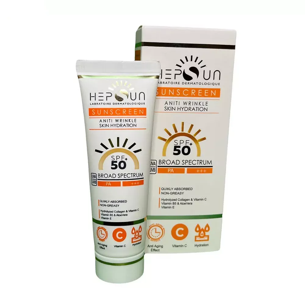 کرم ضد آفتاب بی‌رنگ هپسان SPF50 مدل فیوژن مناسب پوست چرب حجم 50 میلی لیتر