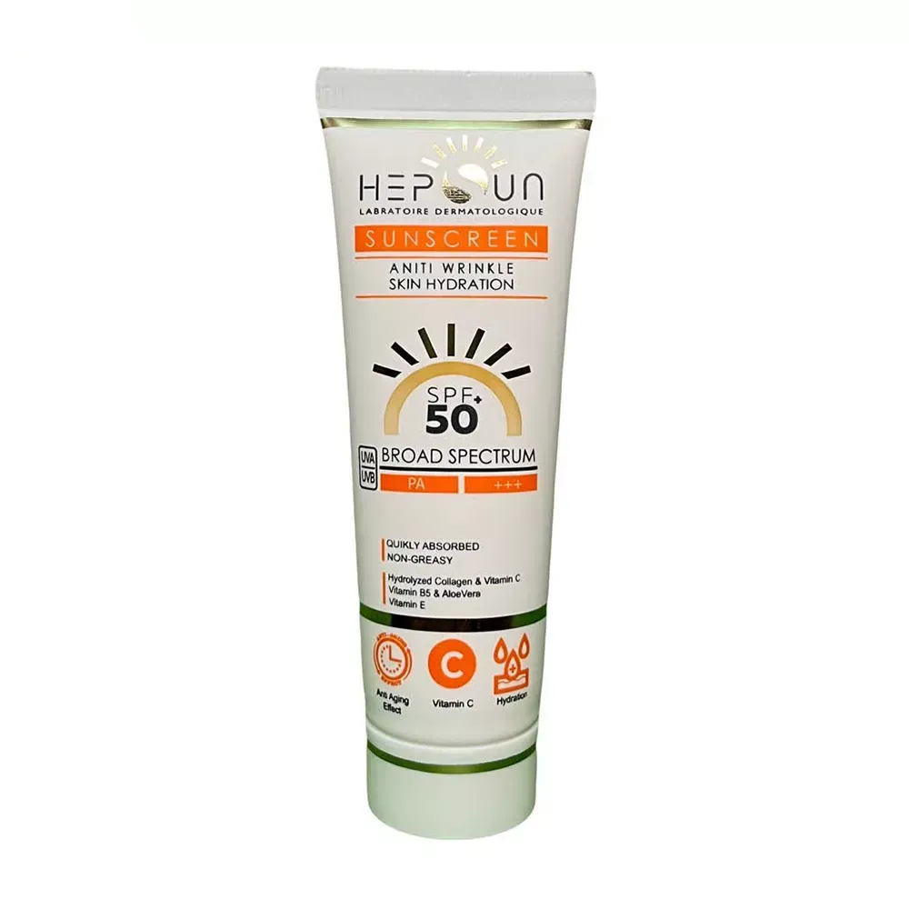 کرم ضد آفتاب بی‌رنگ هپسان SPF50 مدل فیوژن مناسب پوست چرب حجم 50 میلی لیتر