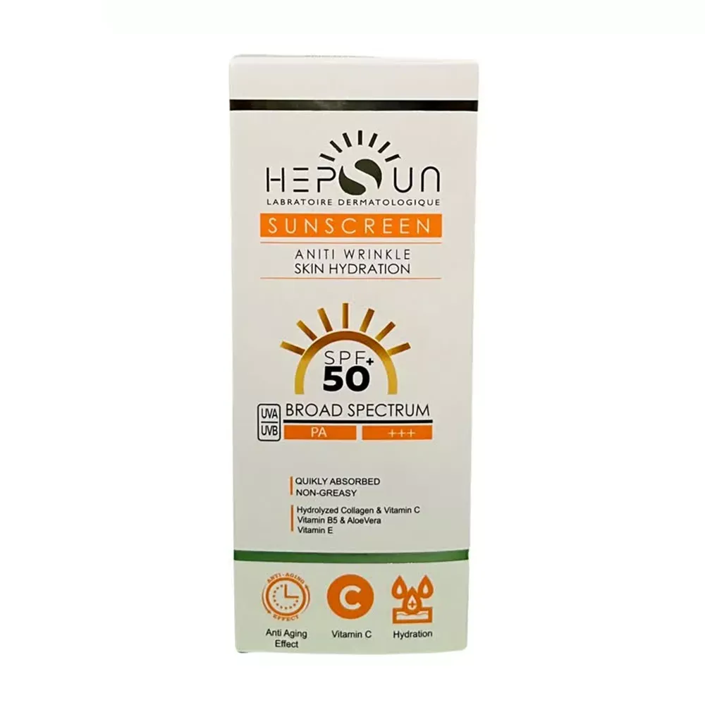 کرم ضد آفتاب بی‌رنگ هپسان SPF50 مدل فیوژن مناسب پوست چرب حجم 50 میلی لیتر