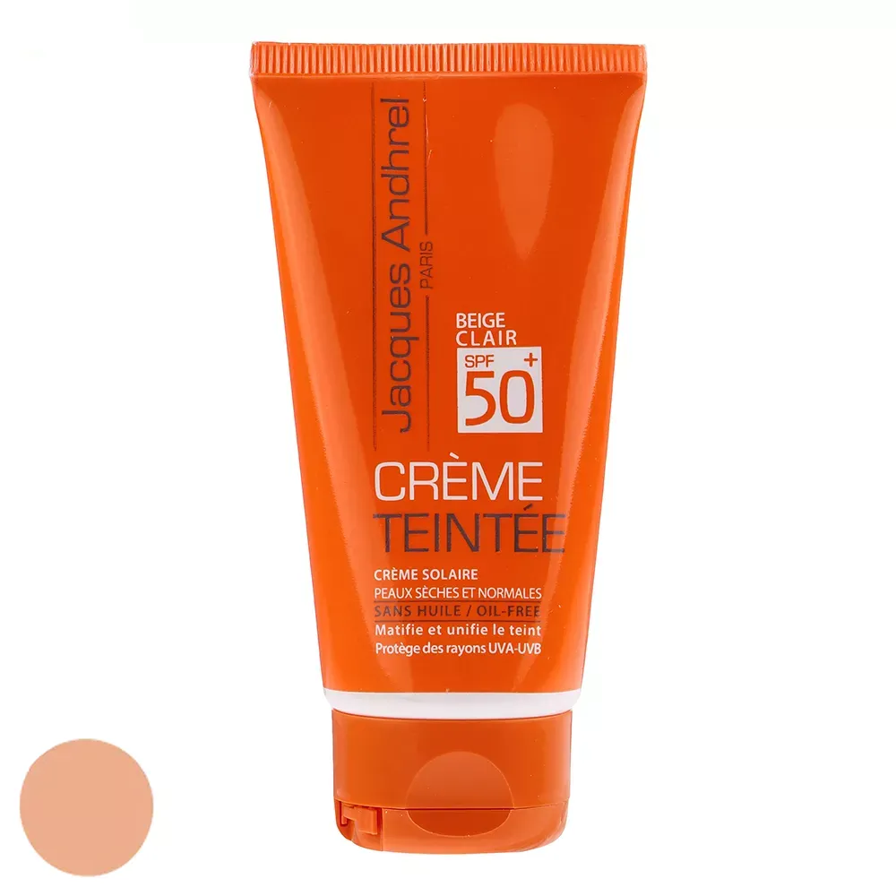 کرم ضد آفتاب رنگی ژاک اندرل پاریس SPF50 مدل Beige Clair مناسب پوست خشک حجم 50 میلی لیتر