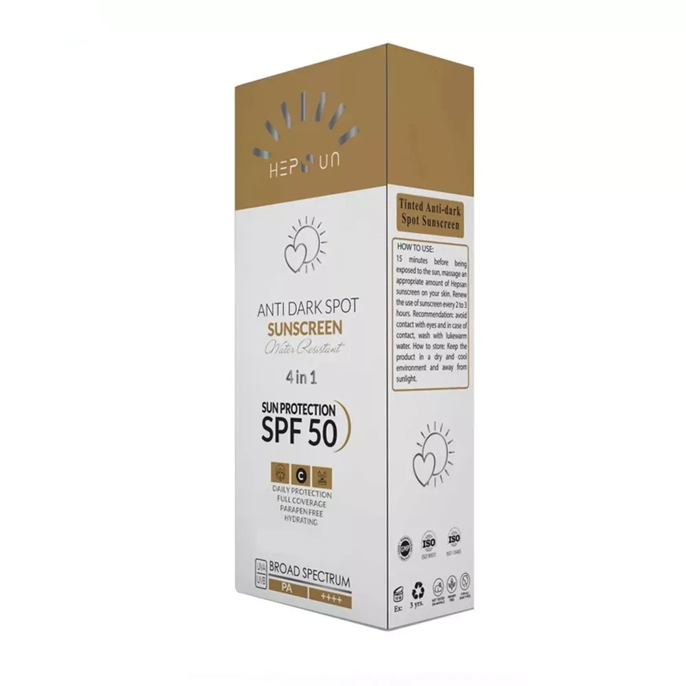 کرم ضد آفتاب و ضد لک رنگی هپسان SPF50 بژ طبیعی مناسب پوست چرب و مختلط حجم 50 میلی لیتر